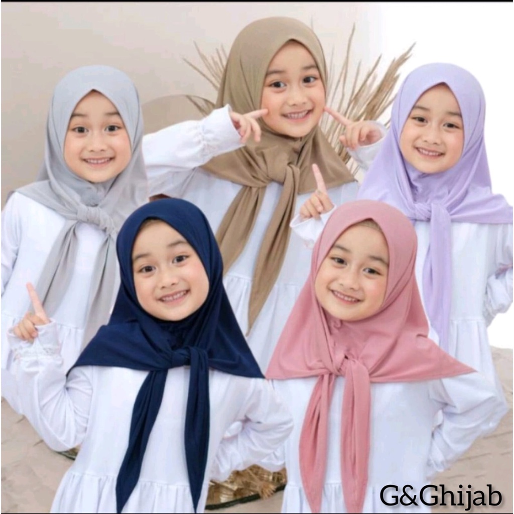 Hijab Segitiga Instan Jersey Anak Remaja 7 - 13 Tahun