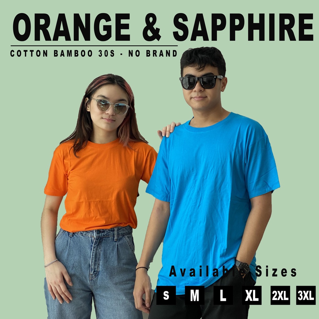 KAOS POLOS SAPPHIRE &amp; ORANGE COTTON BAMBOO | S-XXL | KATUN BAMBU 30S ANTI BAKTERI LEMBUT RINGAN