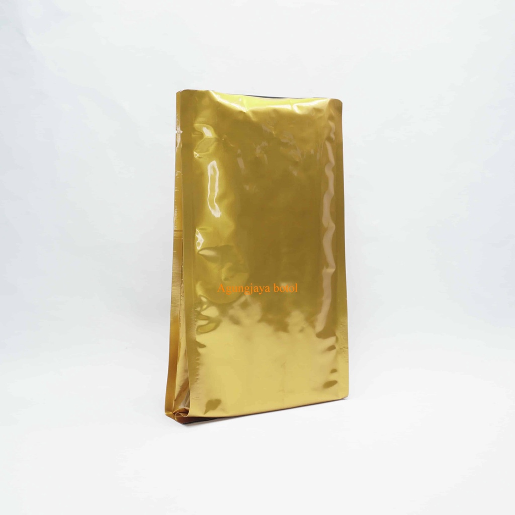 Gusset Quad Seal Gold 500 Gr @ Pcs / Plastik  / Plastik Kemasan / Kemasan Kopi / Kemasan Snack / Gus
