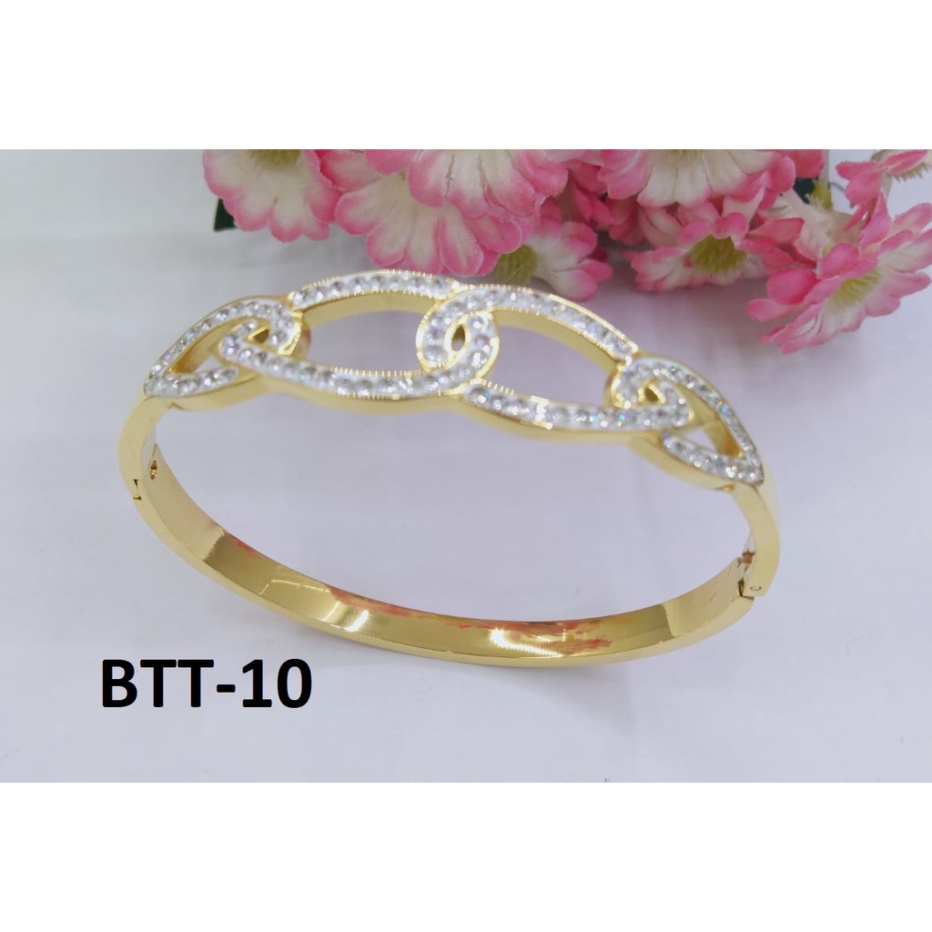 GELANG TITANIUM EMAS GOLD BULAT DIAM TERMURAH / DUNIA GELANG TERBARU