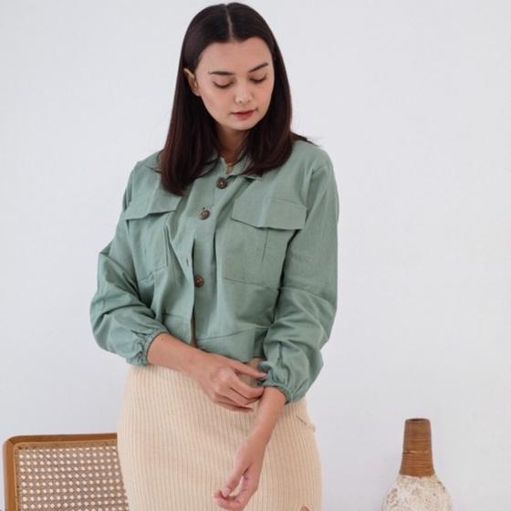 TERLARIS Lyora Outer Wanita Jaket Linen Crop