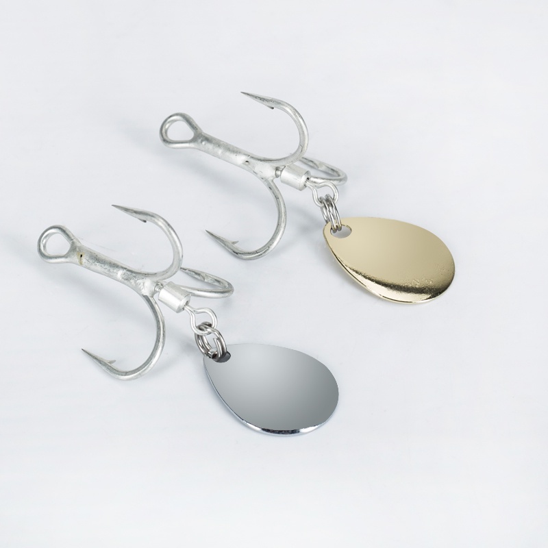 1 Pcs Sliver/Glod Treble Sendok Memancing Kait Baja Karbon Tinggi Putar Payet Treble Hooks Air Asin Air Tawar Ikan Kait