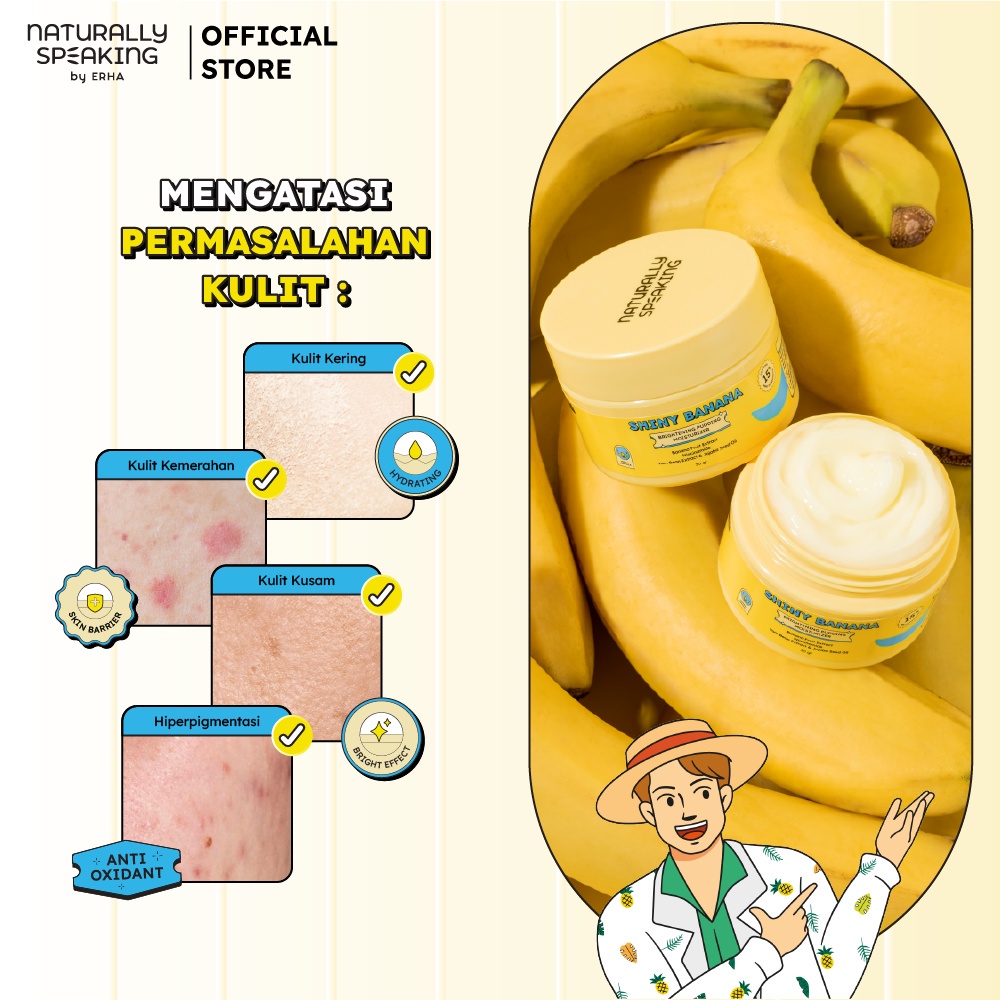 Naturally Speaking Shiny Banana Brightening Pudding Moisturizer - Pelembab Wajah