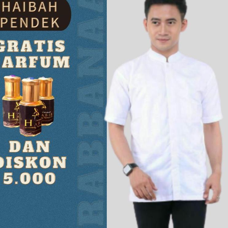 ✼ BAJU KOKO HABAIB PUTIH POLOS LENGAN PENDEK ✈