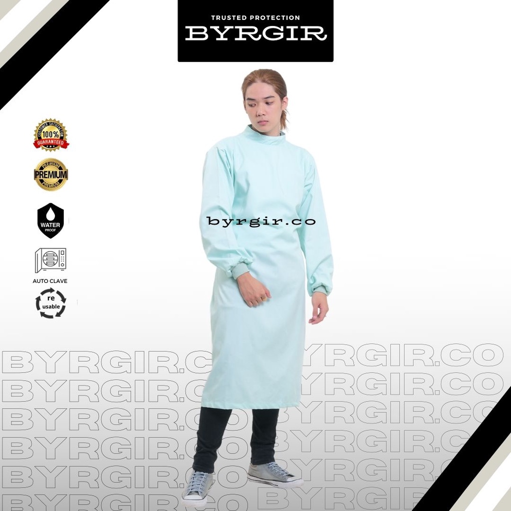 BYRGIR  Surgical Gown Baju Gaun Operasi Katun Oxford Waterproof APD RS Dokter Perawat