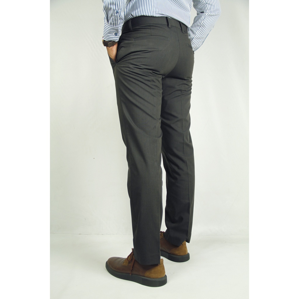 [COD] Celana Kerja Pria Formal STANLEY ADAMS Abu Gelap Berserat Slim Fit | Bahan Halus PR-08 | 100% Orignal Brand