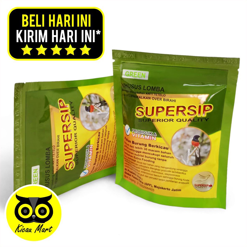 SUPERSIP LOMBA HIJAU PAKAN HARIAN BURUNG MURAI BATU VOER KACER CIBLEK CUCAK CENDET SUPERFIT SPRHIJAU