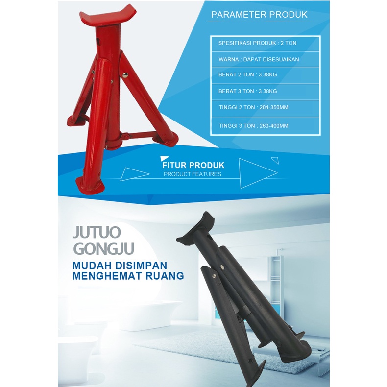 Jack Stand 3 Ton 1 Set 2 Pcs Dongkrak Tahanan Mobil Merk Vitatools