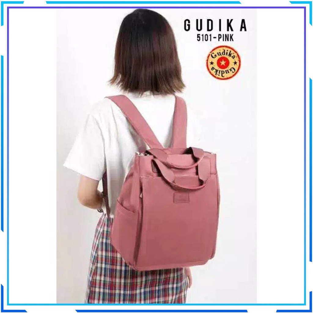 GUDIKA 5101 - Tas Ransel Laptop Wanita Kekinian Import Original Terbaru Bahan Nilon Waterproof Anti Air Premium Korea bisa muat banyak barang banyak slot kocek terlaris - tas wanita - tas cewek - tas kerja - tas laptop - rangsel - gudika bag - tas gudika