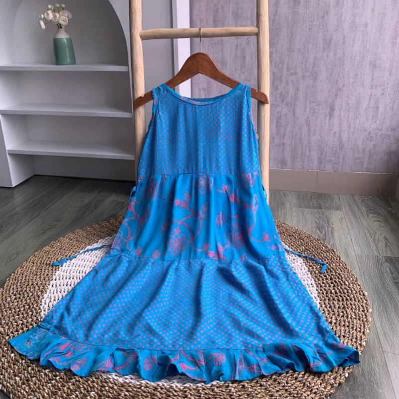 daster vira mini remaja batik cap susun ruffle mini dress