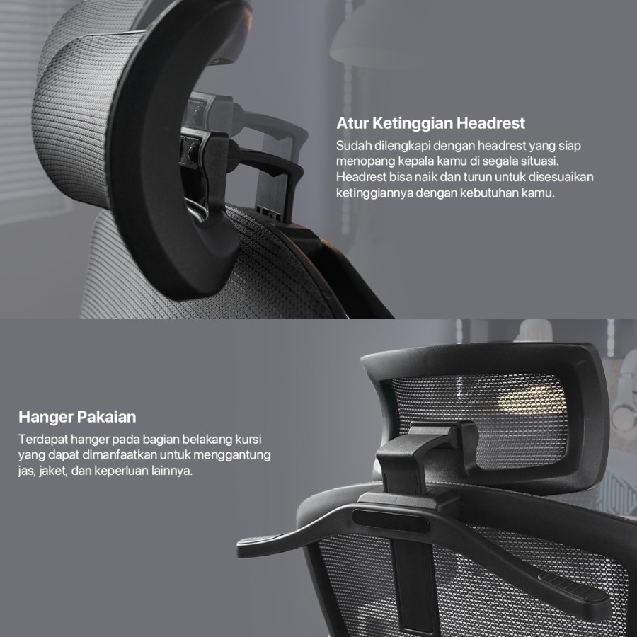 Fantech OCA259 / OCA-259 Kursi Kantor Kerja Jaring Office Chair - Abu-abu