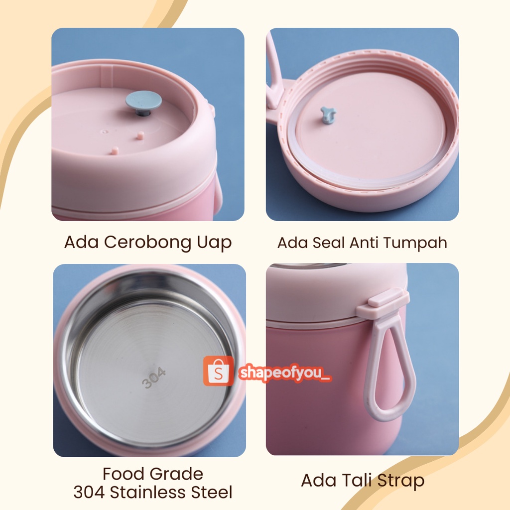 Portable Soup Cup Anti Tumpah Breakfast Cup Dengan Tutup Tahan Panas Dan Anti Tumpah