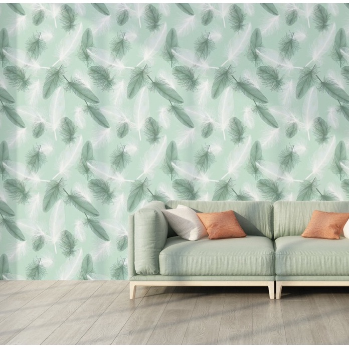 WALLPAPER STIKER DINDING MOTIF BULU AYAM 45CM X 10M NEW DESAIGN