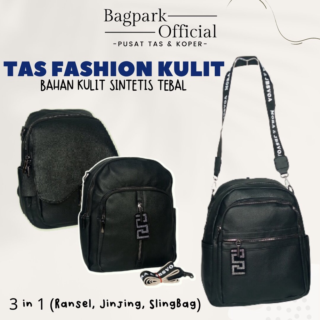 Tas Ransel Wanita Import Kulit Tas Fashion Wanita Trendy Style Korea Tas Kerja Wanita Motif SImple Tas Sekolah Kuliah Kerja 3 In 1