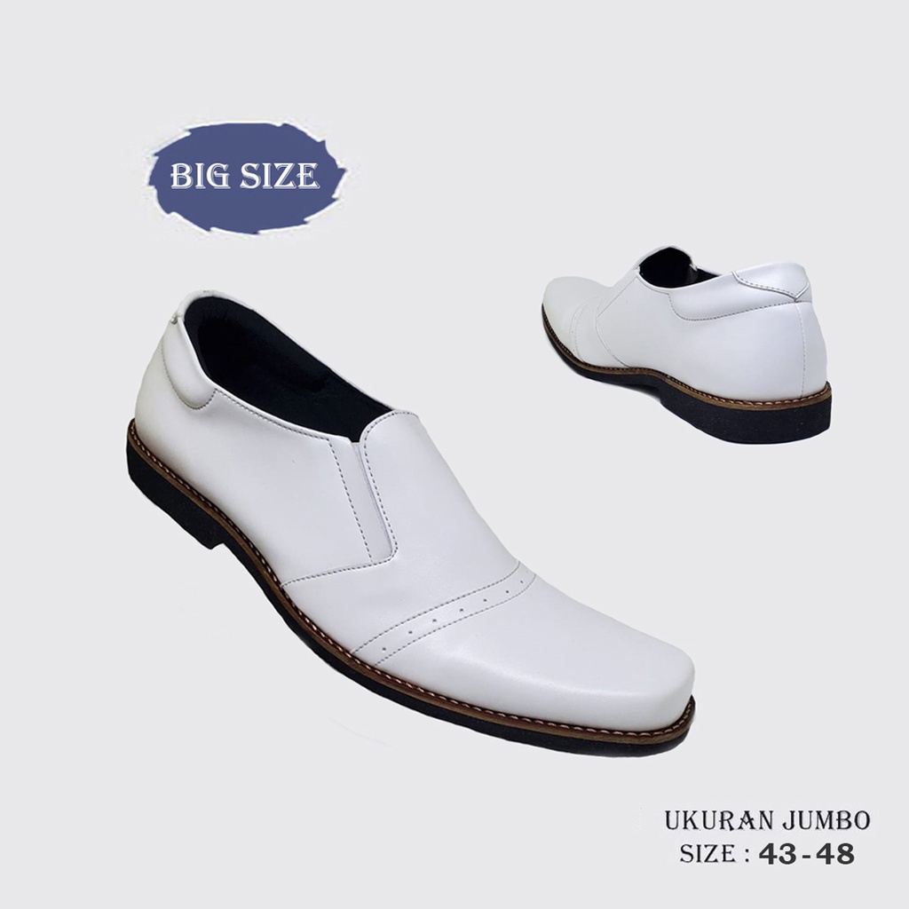 JECKO CHAN X ZAGIB | Sepatu Pria Pantofel Warna Putih Big Size Oxford Slip Formal Ukuran Besar 44-45-46-47-48