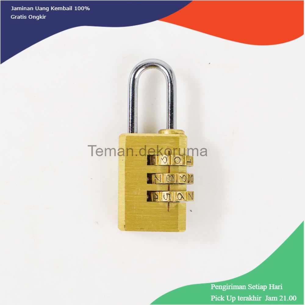 TD - TRV KAK Gembok Koper Padlock 3 Digit Combination Solid Brass 21x53mm - MMS15