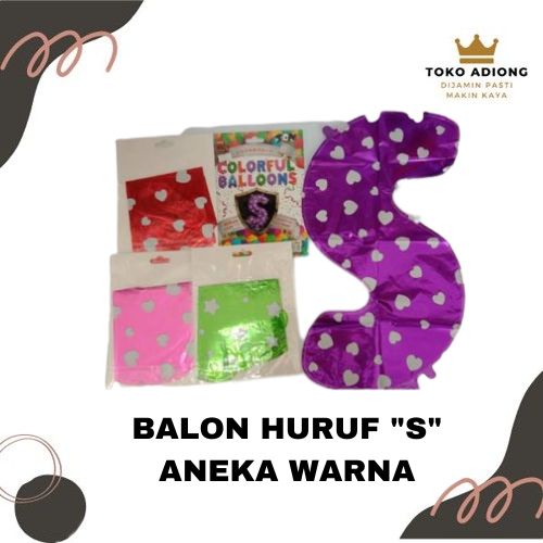 BALON HURUF "S" PULKADOT / balon huruf / balon ultah / ulang tahun