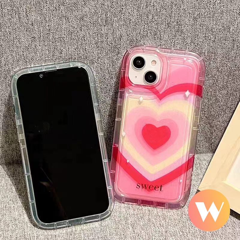 IPHONE Case Kompatibel Untuk Iphone11 13 14 12 Pro MAX XR X XS Max7 8 6 6S Plus SE 2020 Shockproof Airbag Permen Warna Ins Gradasi Cinta Manis Hati Silicon TPU Lembut Penutup Bening