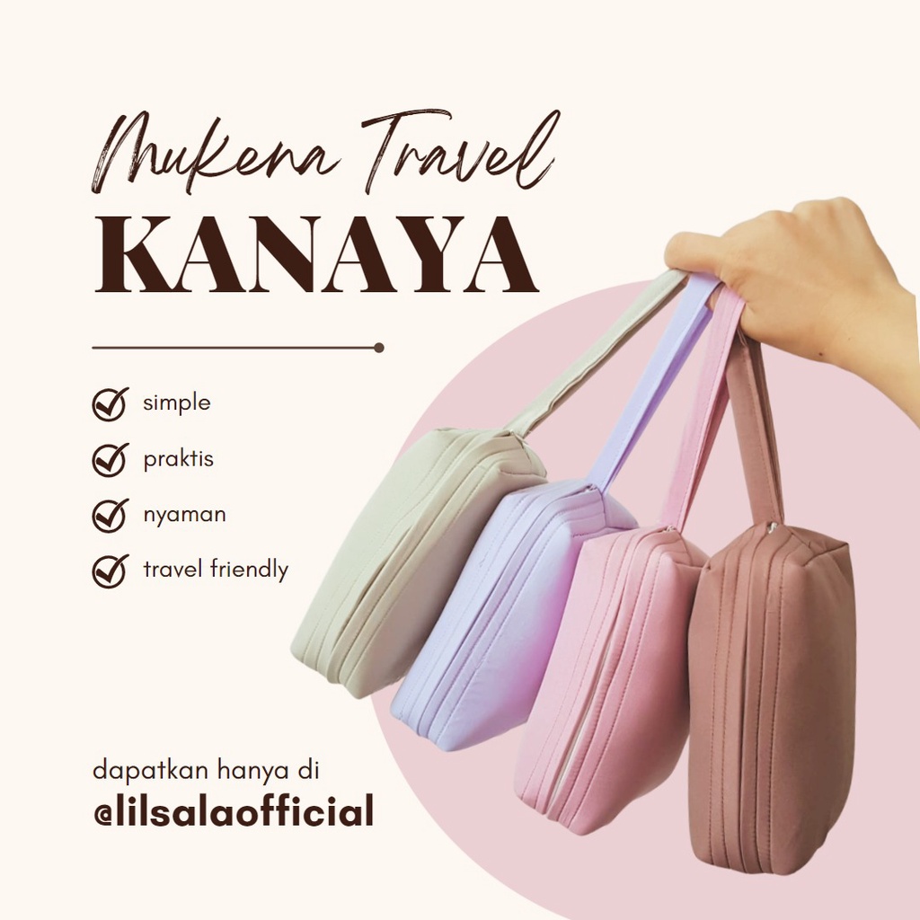 [KANAYA] Mukena Travel Kanaya Polos Free Pouch Praktis Travelling Katun Dewasa