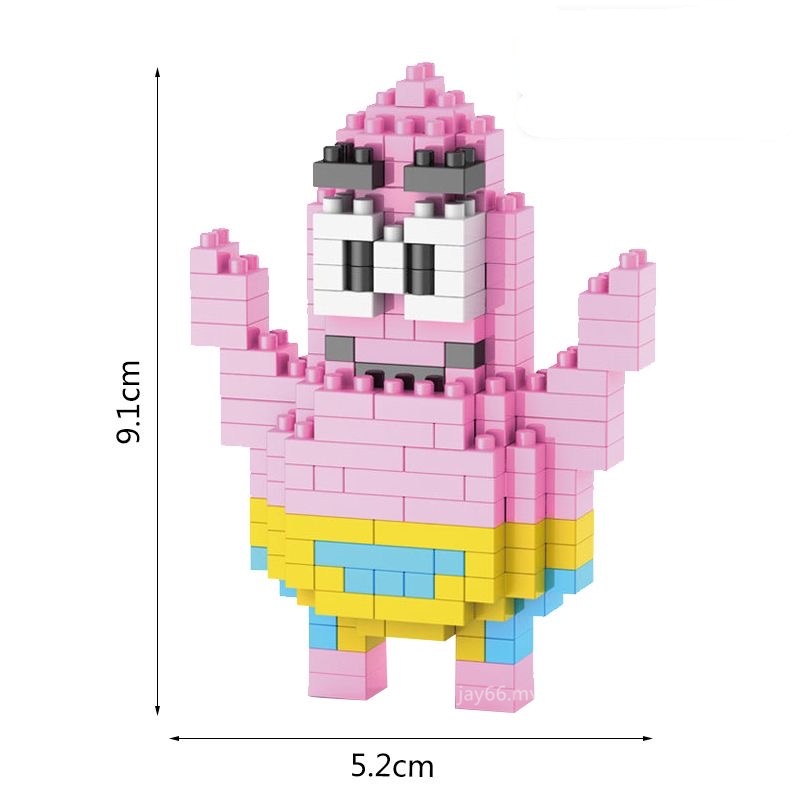 Puzzle Dimensi Kompatibel Dengan Lego Micro Diamond Partikel Kecil Blok Bangunan SpongeBob Anak Mainan Edukasi