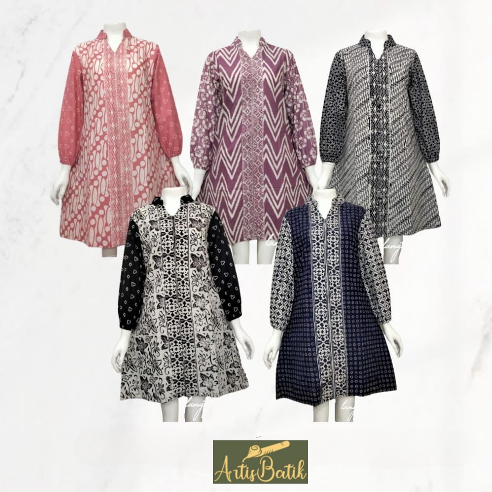 TUNIK ZANZA BATIK TUNIC  JAWA BIG SIZE LD 130 6L BATIK SERAGAM KULIAH KONDANGAN KERJA KANTOR BATIK S
