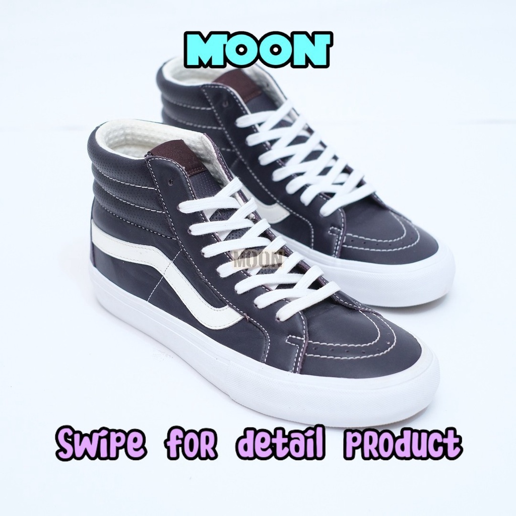 VANS SK8 HI REISSUE VI ITALIAN LEATHER LIZ BLACK WHITE SNEAKERS ORIGINAL RESMI