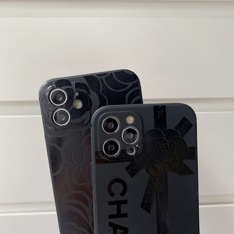 Fashion Chanel Camellia Flower Soft Case HP iP iPhone 11 12 Mini 13 Pro Max 7 8 + Plus SE 2020 X XR SE 2020 XS Max Black Frosted Casing Apple