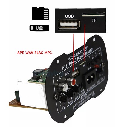 Amplifier Board Audio Bluetooth USB Radio TF Subwoofer Amplifier Board Audio Bluetooth Usb Fm Radio Tf Player Subwoofer 30w Taffstudio Amplifier 12v/220v