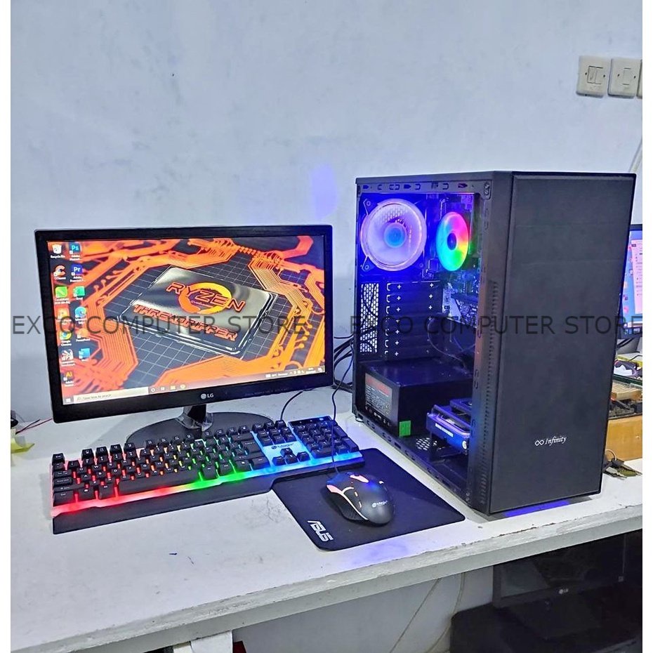 PC GAMING EDITING AMD A6 RAM 8 GB HDD 500 GB MONITOR 19 inch