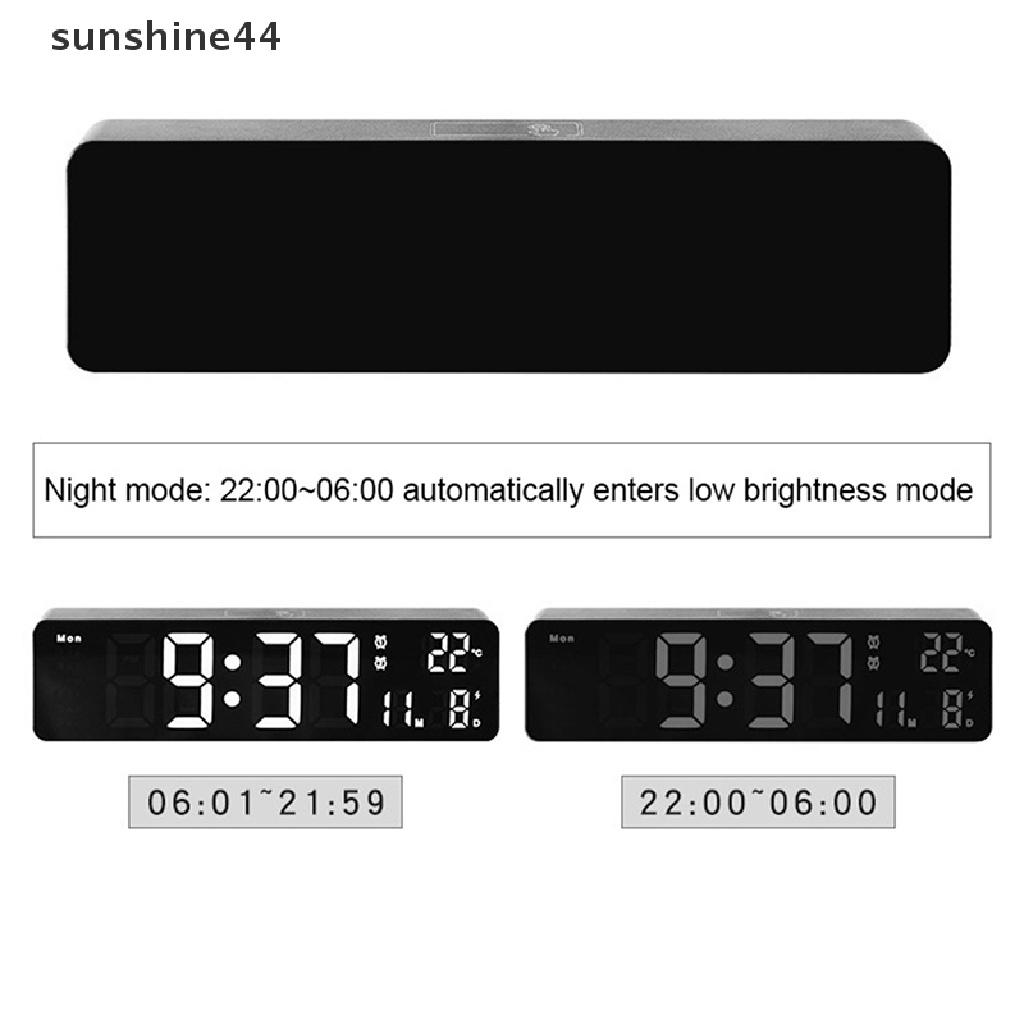 Sunshine Jam Alarm Digital LED Kontrol Suara Suhu Kelembaban Display Jam Desktop Dekorasi Meja Rumah Built-in ID