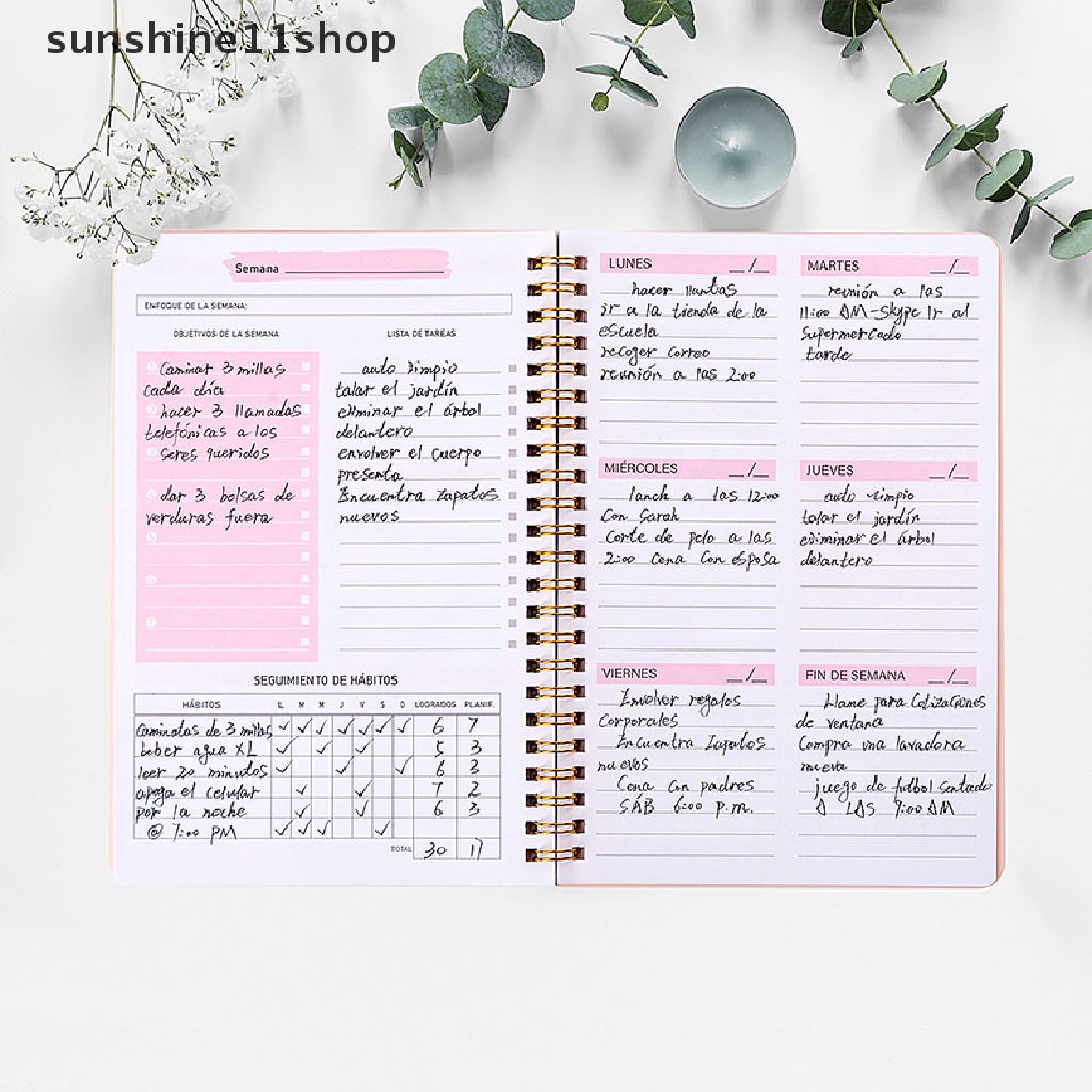 Sho A5 Frosted Transparan PP Notepad Coil Agenda Planner Notebook Weekly Planner Goal Habit Tracker Jadwal Organizer Jurnal Notebook Spanyol Alat Tulis Kantor N