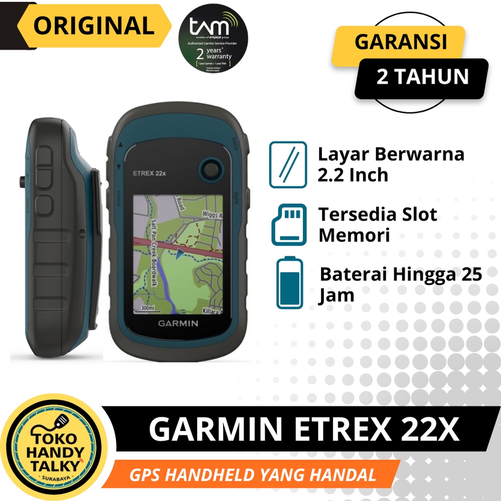 GARMIN ETREX 22x GPS HANDHELD RUGGED NEW ORIGINAL GARANSI RESMI TAM 2 TAHUN