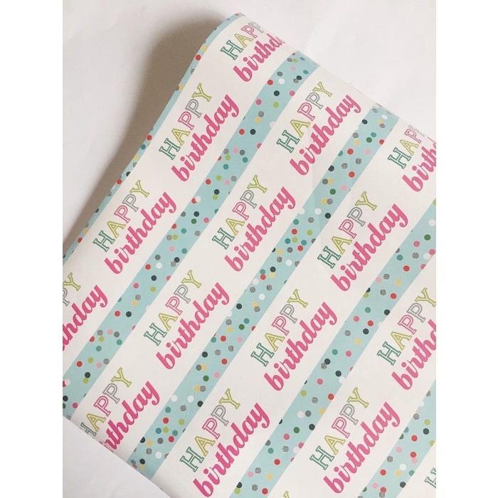 

Kertas kado premium polkadot biru happy birthday