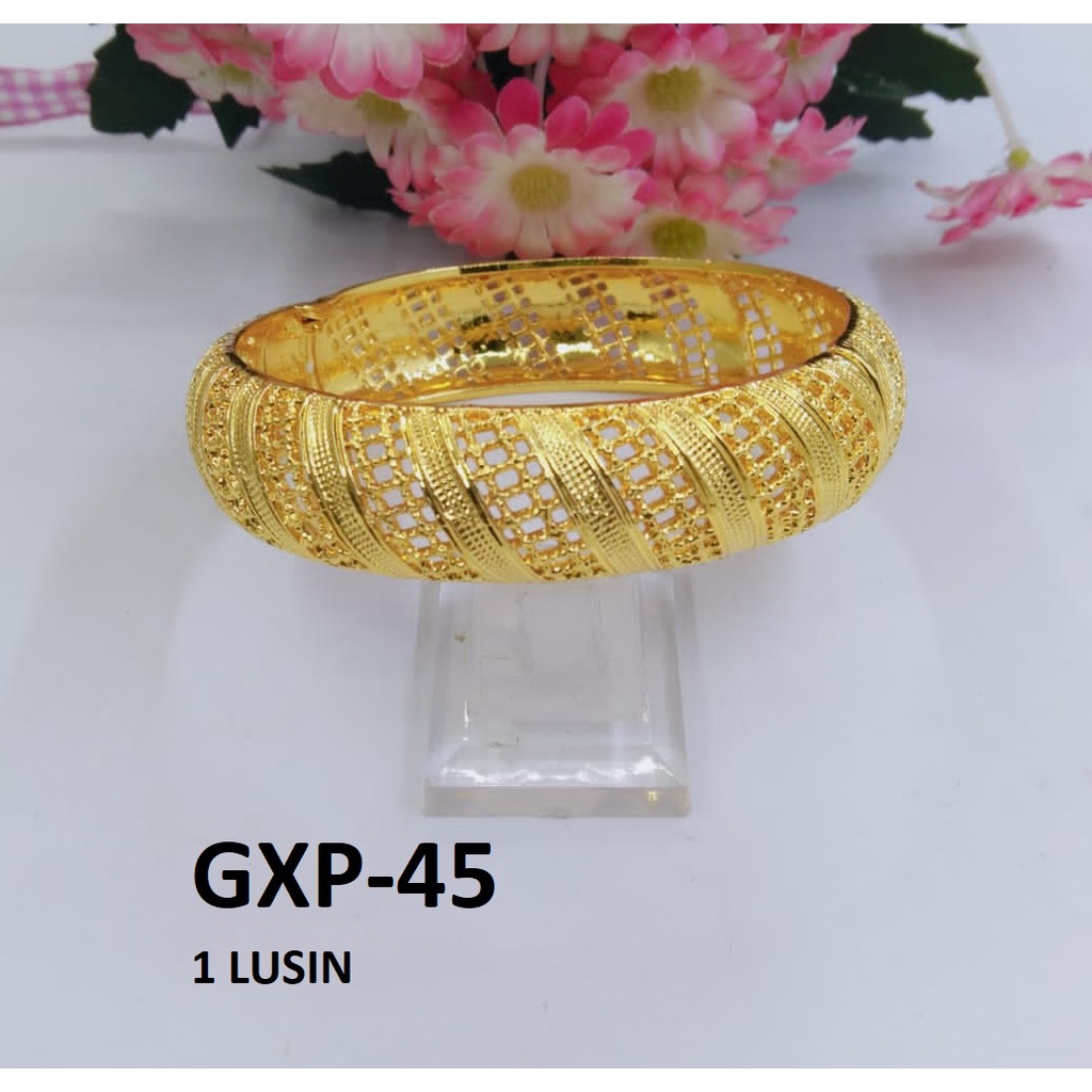 GELANG XP EMAS GOLD TEKSTUR KOTAK DIAGONAL TERMURAH / DUNIA GELANG TERBARU