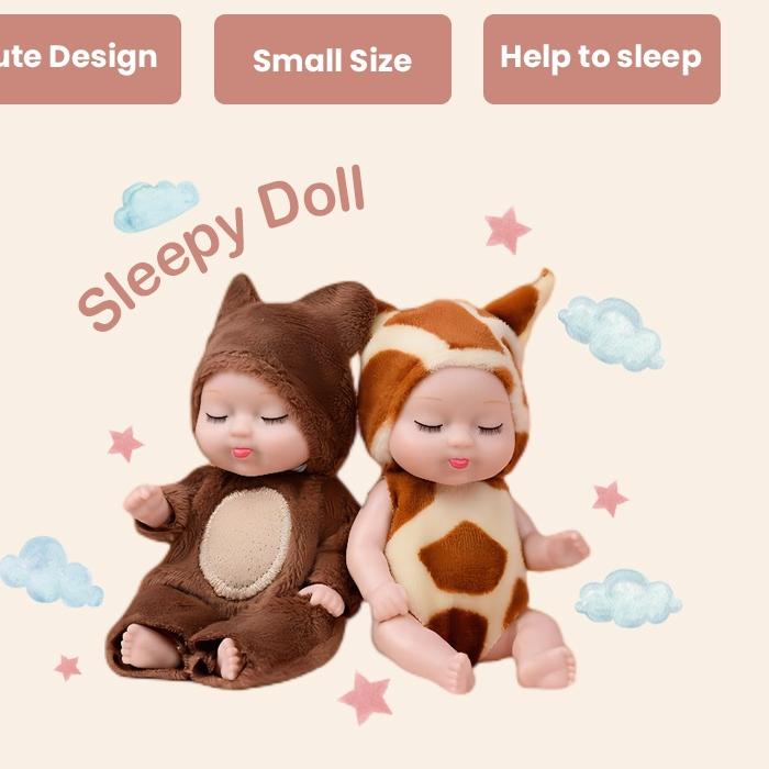 ➦ SOOKA Mainan Boneka Bayi Super Mini Reborn/Newborn Perempuan Tidur Mini Lucu Mirip Asli Ukuran 11 