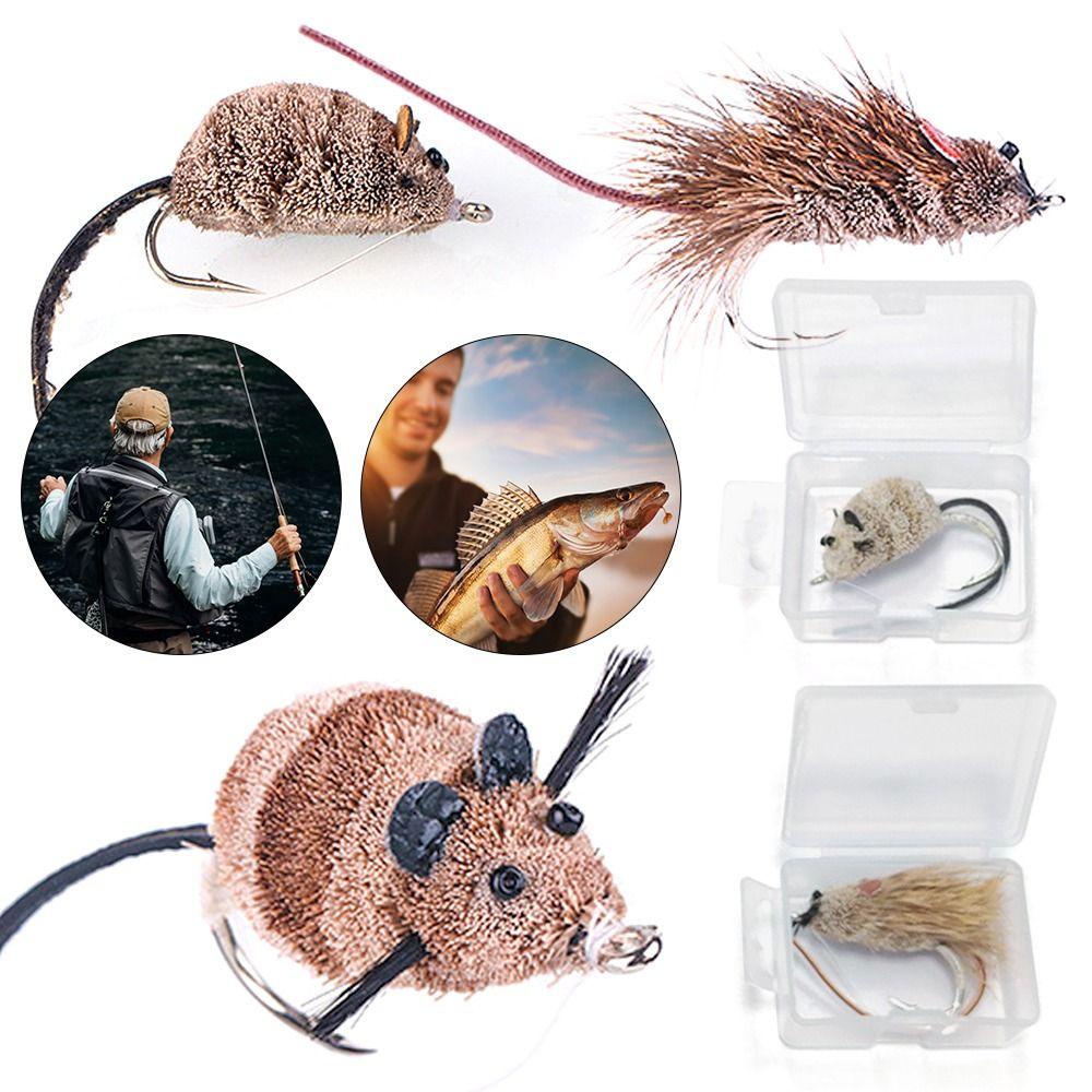 TOP 1pc /Box Hair Mouse Lure Hot Sale Poppers Untuk Aksesoris Umpan Bass Trout