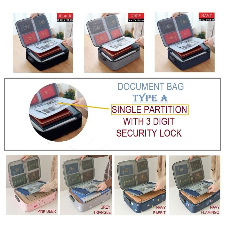 Travelmate Travel Document Bag 3 Digit Password / Tas Dokumen Anti Air/serbaguna