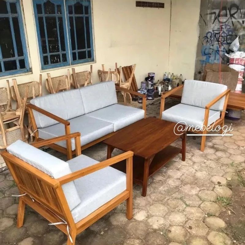 KURSI TAMU SOFA KAYU JATI AUSTRALIAN CONCEPT/ KURSI TAMU MINIMALIS (di kirim langsung dari Kota Jepa