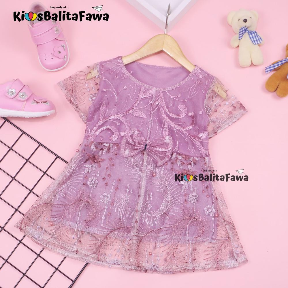 ⇲ Dress Icha Brukat uk 6-12 Bulan / Dres Brokat Anak Perempuan Gaun Brukat Pesta Baju Lengan Import Cewek ぜ