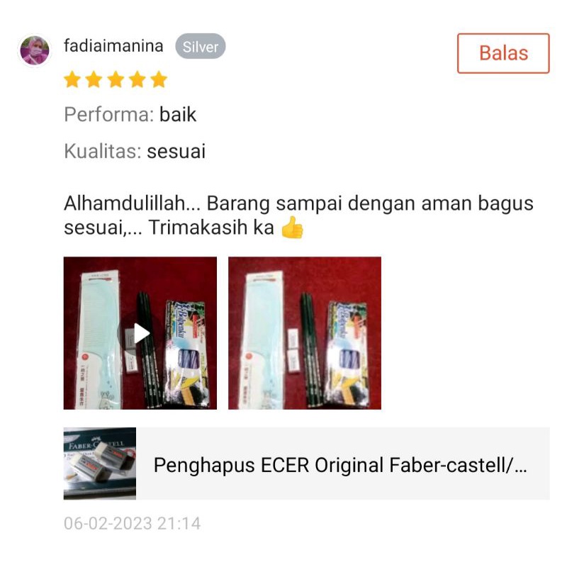 Penghapus ECER Original Faber-castell/stip/penghapus pensil