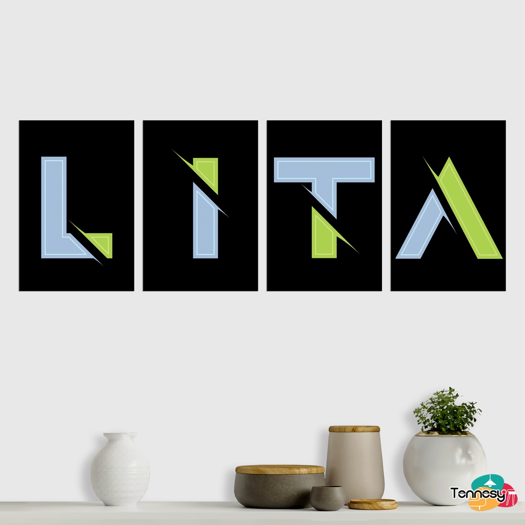 TENNESY HIASAN DINDING KUSTOM NAMA ALFABET HURUF FONT INISIAL TEXT REQUEST ELEGANT WALL DECOR PAJANGAN KAYU DEKORASI DINDING KAMAR TIDUR RUMAH