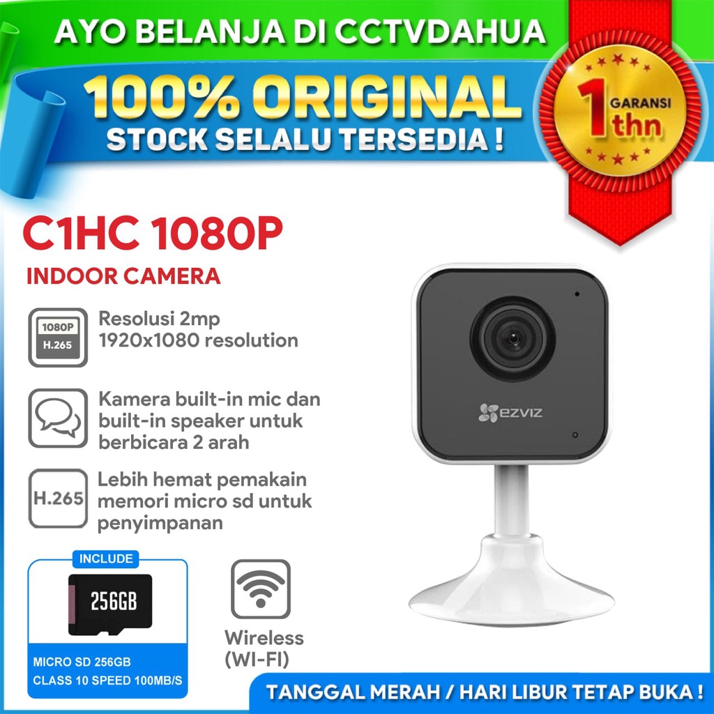 EZVIZ C1HC 1080P CCTV FREE MICRO SD 256GB Wi-Fi/ C1HC BERGARANSI RESMI