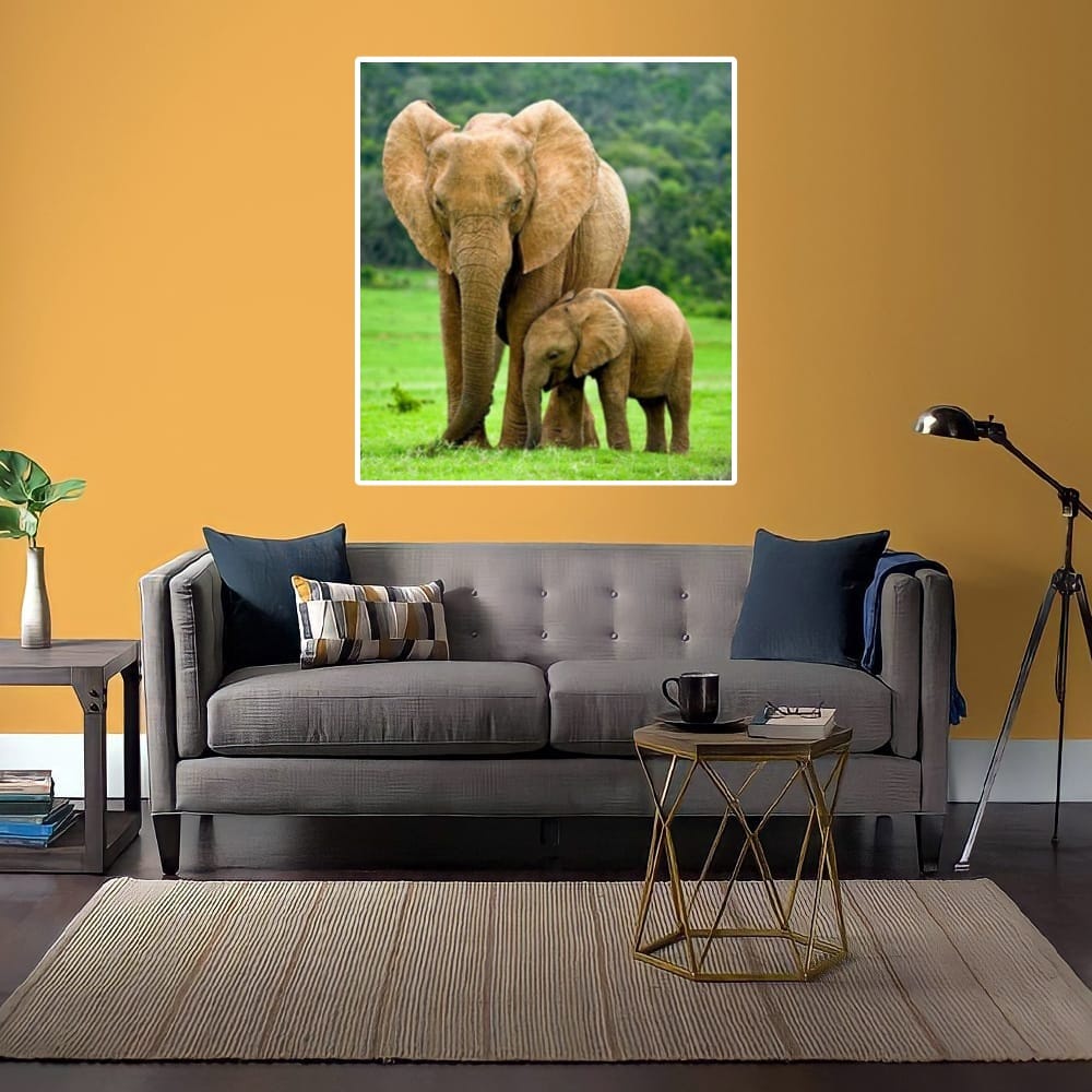 LUKISAN POSTER CETAK GAMBAR  GAJAH JUMBO 02  TERLARIS SEINDONESIA HIASAN DINDING RUANG TAMU KAMAR DA