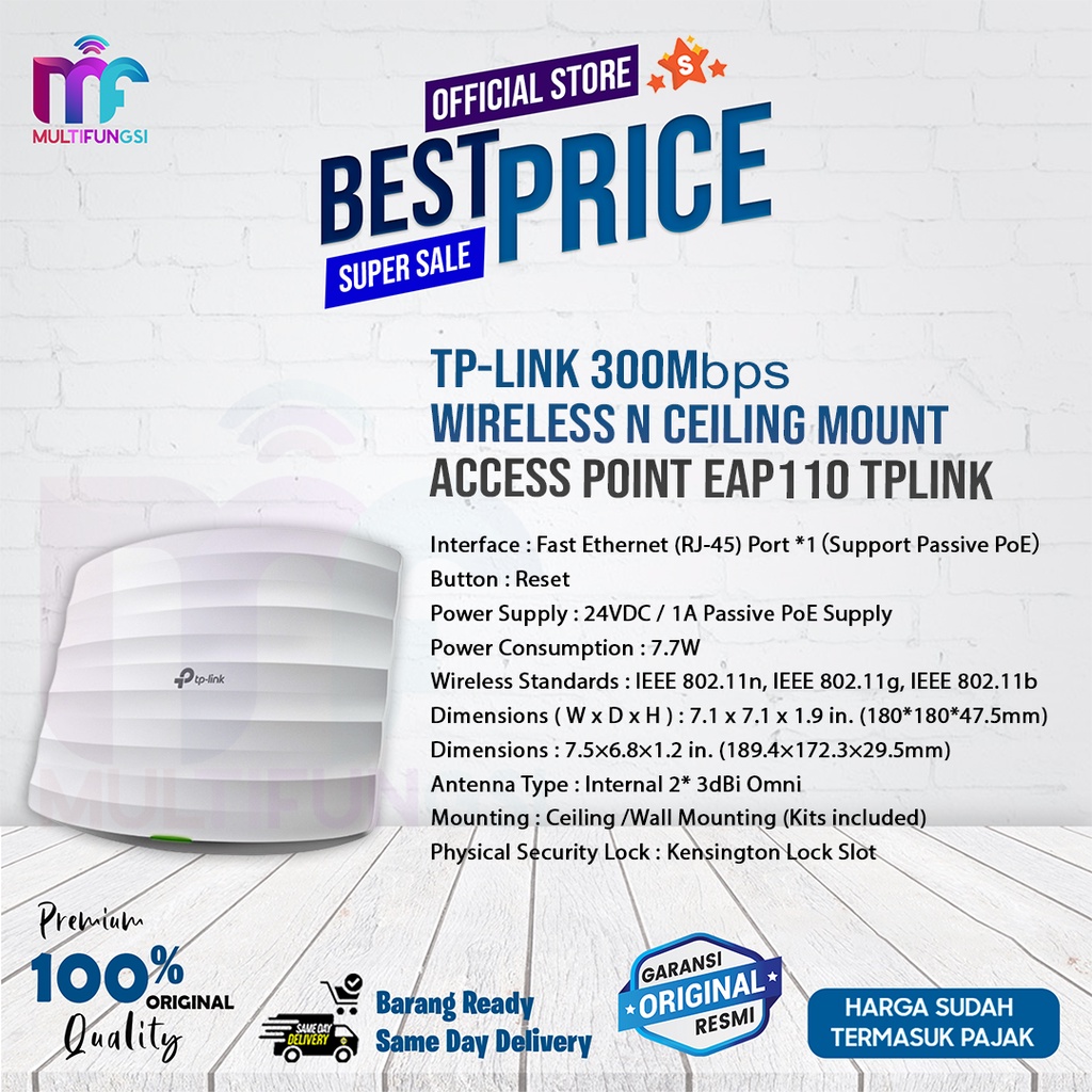 TP-LINK EAP110 300Mbps Wireless N Ceiling Mount Access Point TPLINK