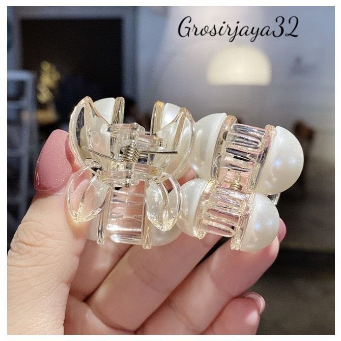 (GROSIRJAYA32) Jedai Mutiara CHERRY 3,5cm Jepit Salon Korea Mutiara Jepit Poni Mutiara PREMIUM Pearl Hair