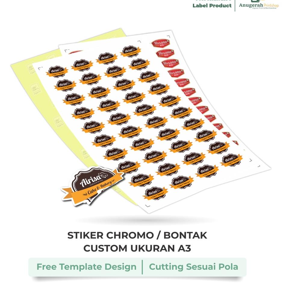 

J97 STIKER LABEL KEMASAN, PACKAGING CHROMO/BONTAK ukuran A3 TELAH HADIR ㊣