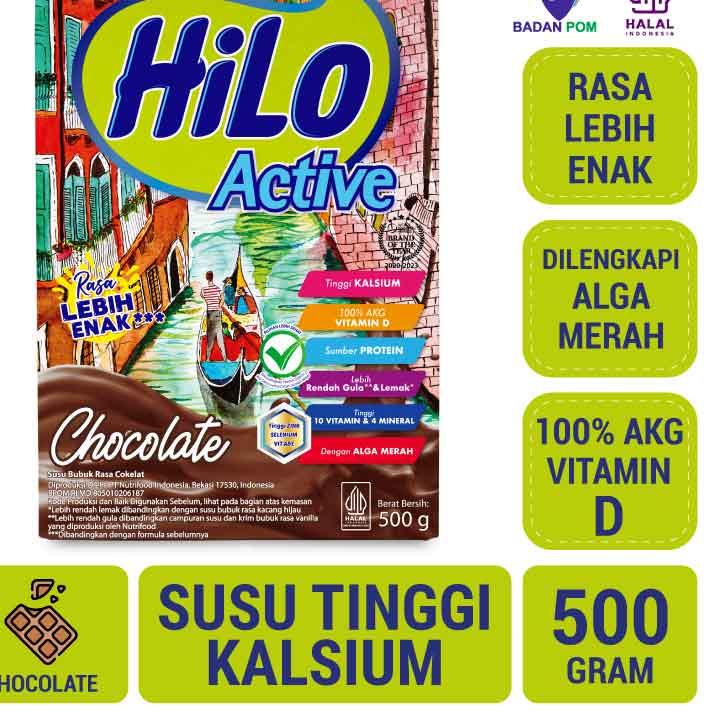 

◘ HiLo Active Chocolate 500 gram - Susu Tinggi Kalsium Rendah Lemak ✸