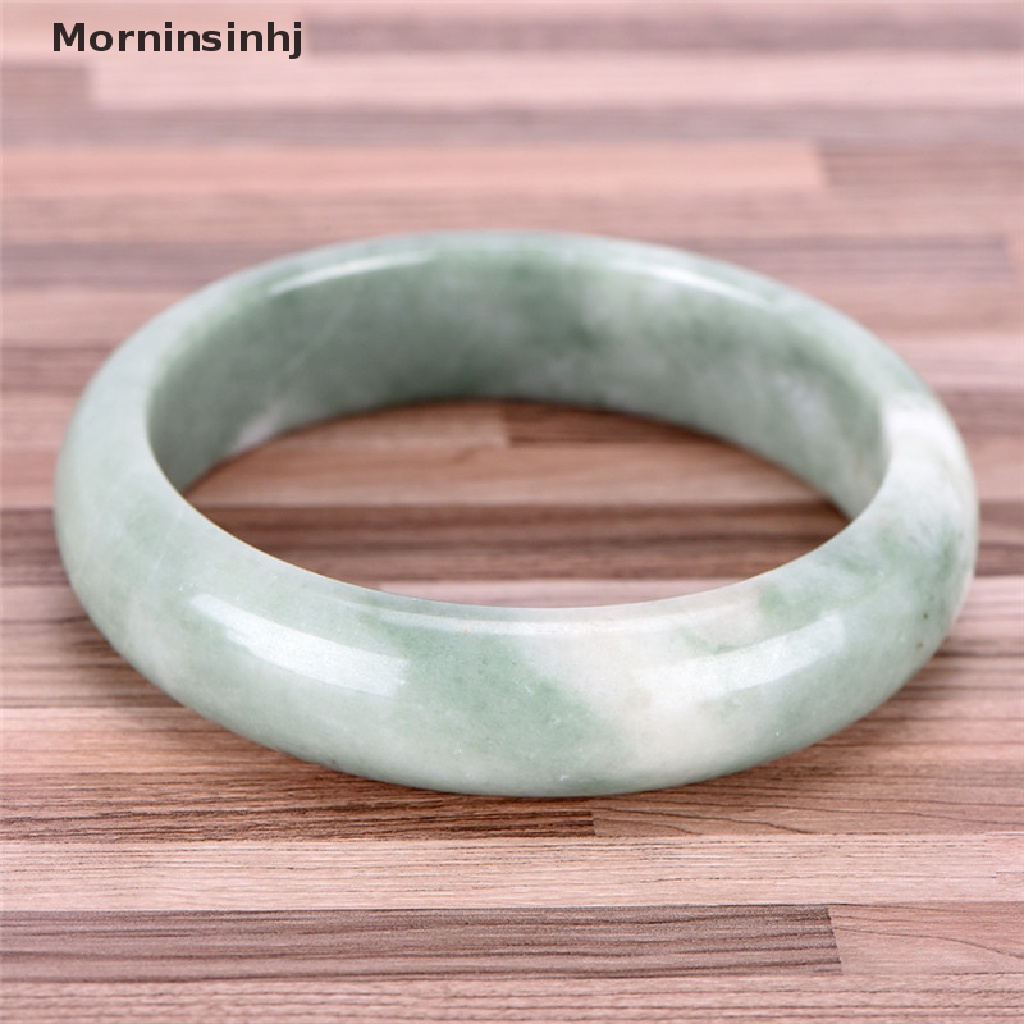 Mornin Gelang Bangle Permata Giok Hijau Alami Elegan Handmade Perhiasan Fashion id