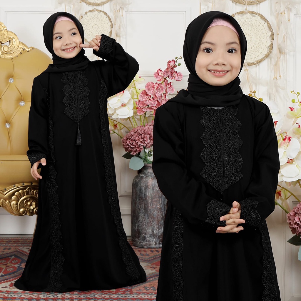 Gamis Anak Perempuan umur 11 12 tahun Abaya anak Rahai 384 Muslim Anak Perempuan Abaya Jetblack Ym d