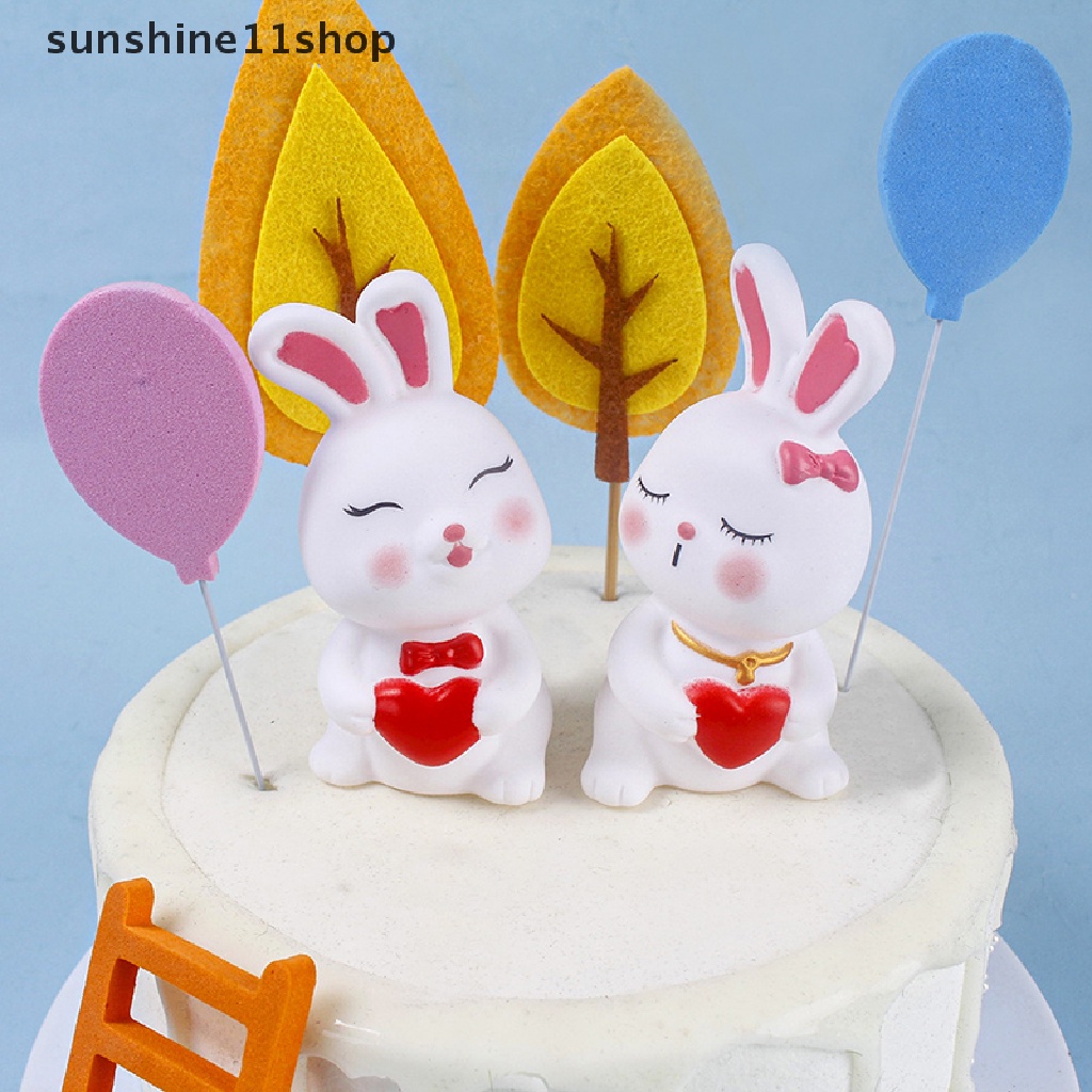 Sho Enamel Love Couple Kelinci Kue Hias Hiasan Valene's Day Rabbit Desktop Ornaments Aksesoris Lamaran N